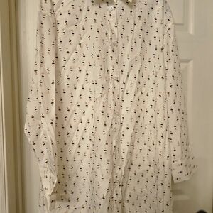 LOFT Cream Floral Print Pajama Shirt